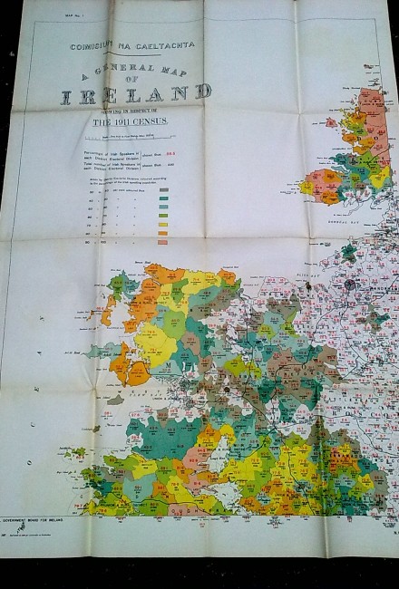 Coimisiun na Gaeltachta general Map of Ireland. (showing usage of Irish language). 1925.